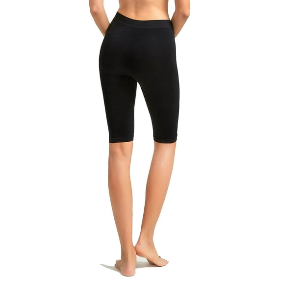 Women's 19" Lightweight Seamless Exercise Yoga Running Bike Athletic Gym Knee Length Cropped Leggings Workout Stretch Black