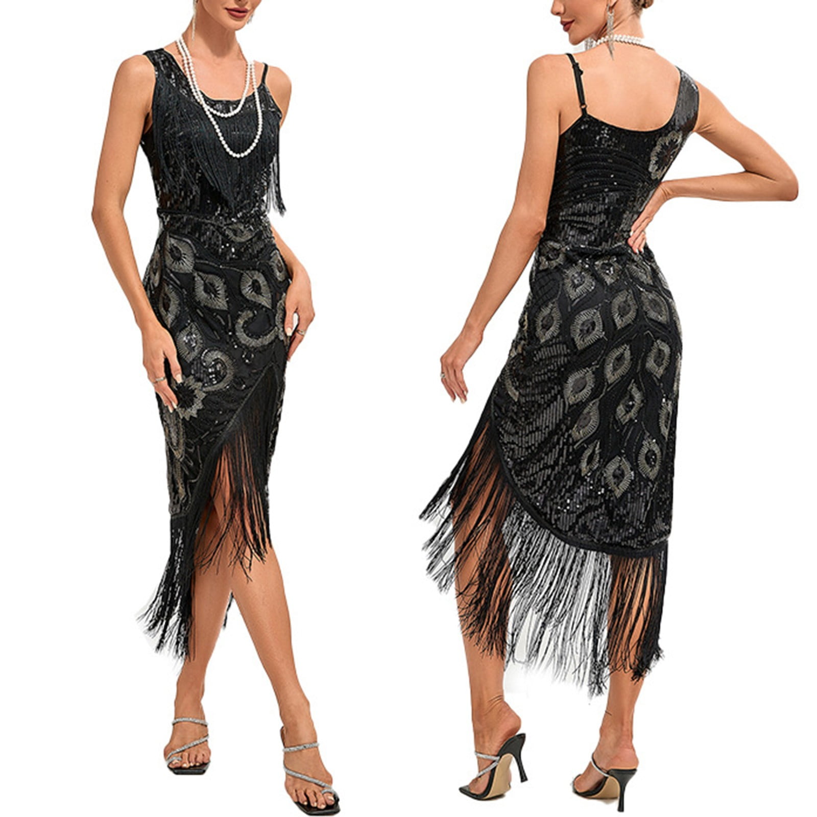 BECLOTH Women's 1920s Flapper Dress Vintage Swing Fringed Gatsby ...