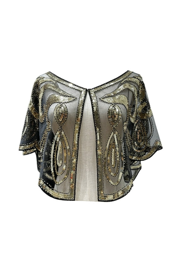 Women's 1920s Flapper Shawl Sequin Beaded Shawls And Wraps For Evening Dresses/Party/Wedding/Formal/Harlem Night Women Scarfs in Bulk Turtle Neck Scarf for Women Satin Jacket with Neck Scarf Roaring