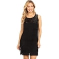 thumbnail image 1 of Women's 1920s Flapper Solid Color Fringed Sequin Cocktail Party Dress Black Medium, 1 of 7