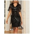 thumbnail image 1 of Women's 1920s Sequin Flapper Dress Short Sleeve V Neck Roaring 20s Dress Great Gatsby Party Dance Dresses, 1 of 7