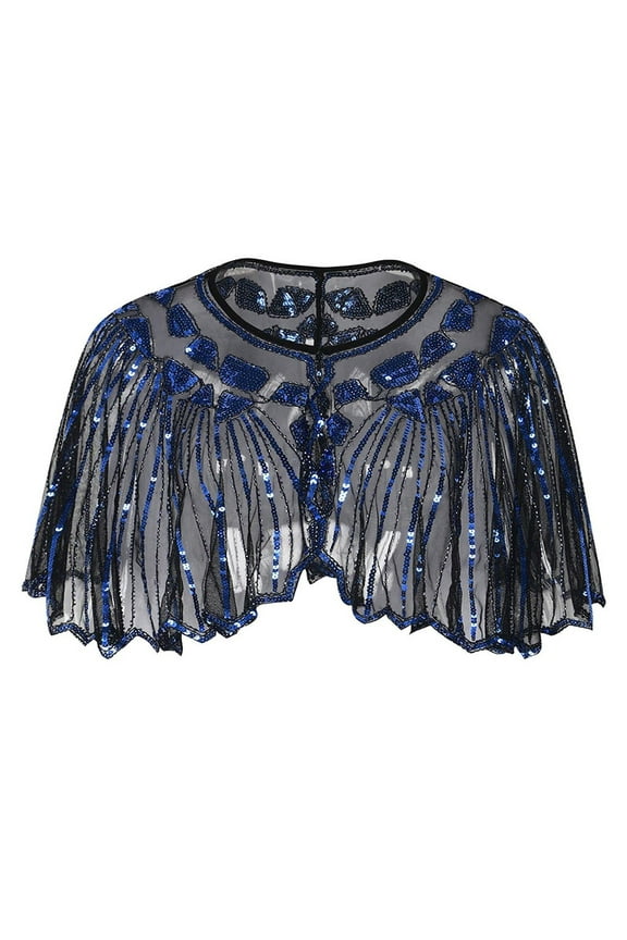 Women's 1920s Shawl Beaded Sequin Deco Evening Cape Bolero Flapper Cover up