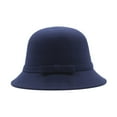thumbnail image 1 of Women's 1920s Style Cloche Hat - Faux Wool Crushable Winter Hat with Bow Detail,Navy,One Size,Dailypoc, 1 of 3
