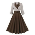 thumbnail image 1 of Women's 1950s Elegant Patchwork Swing Cocktail Dress Vintage Color Block A-Line Rockabilly Tea Party Prom Dresses, 1 of 9