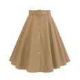 thumbnail image 1 of Women's 1950s Half Skirt Vintage Rockabilly Skirts A-Line Swing Cocktail Party Skirts Plain Button Retro Swing Flowy Pleated Dance Gown Skirt with Belted, 1 of 5