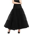 thumbnail image 1 of Women's 1950s Petticoat Lightweight Vintage Puffy Skirt Elastic High Waist A-Line Floor Length Ballet Half-Body Skirt, 1 of 6