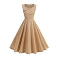thumbnail image 1 of Women's 1950s Retro Vintage Dresses Elegant Cocktail Party Swing Dress Square Neck Sleeveless Wedding Guest Dress with Pocket, 1 of 3
