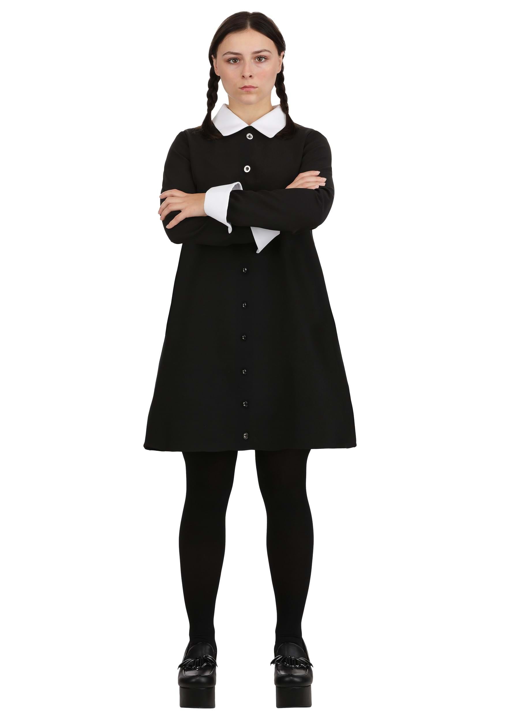 1960s Wednesday Addams Costume for Women | TV Show Costumes | Adult | Womens | S | Black/White