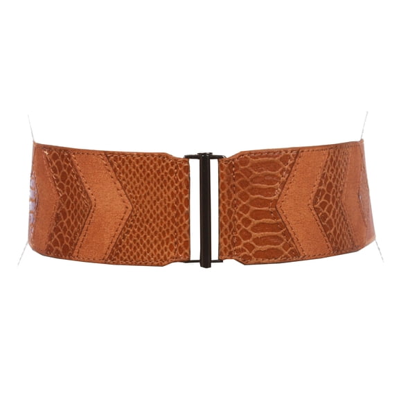 Women's 2 1/2" High Waist Elastic Croco and Faux Suede Stretch Belt