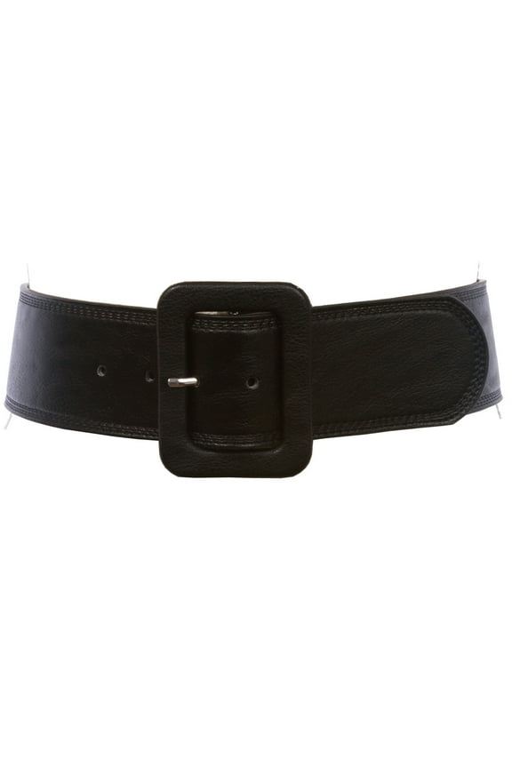 Women's 2 1/4" Wide High Waist Rectangular Stitch-edged Leather Belt