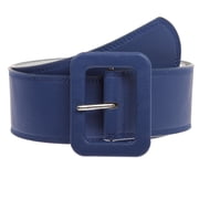 Womens 2 1/4" Wide High Waist Rectangular Stitch-edged Leather Belt
