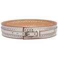 thumbnail image 1 of Women’s Vintage Cowhide Leather Cutout Waist Belt with Skinny 3/4" Strap – 2 1/4" Wide, 1 of 3