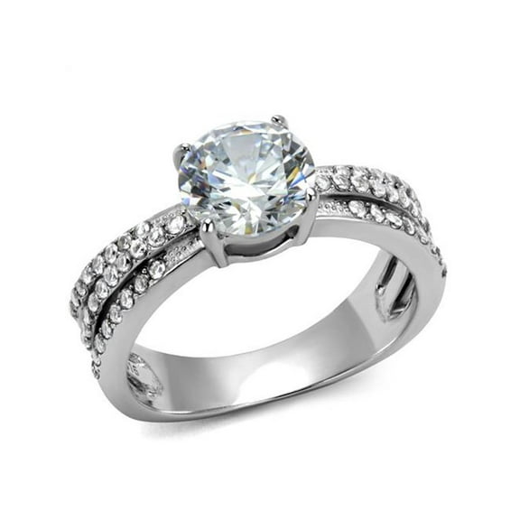 Women's 2.22 Ct Round Cut Zirconia Stainless Steel Engagement Ring Size 8