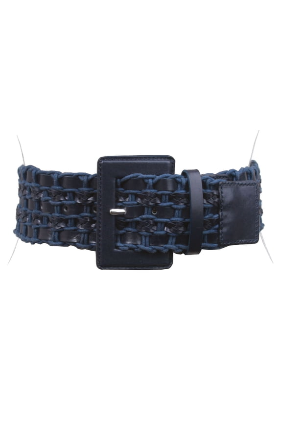 Women's 2 3/8" or 60 mm Wide High Waist Braided Woven Full Grain Leather Belt