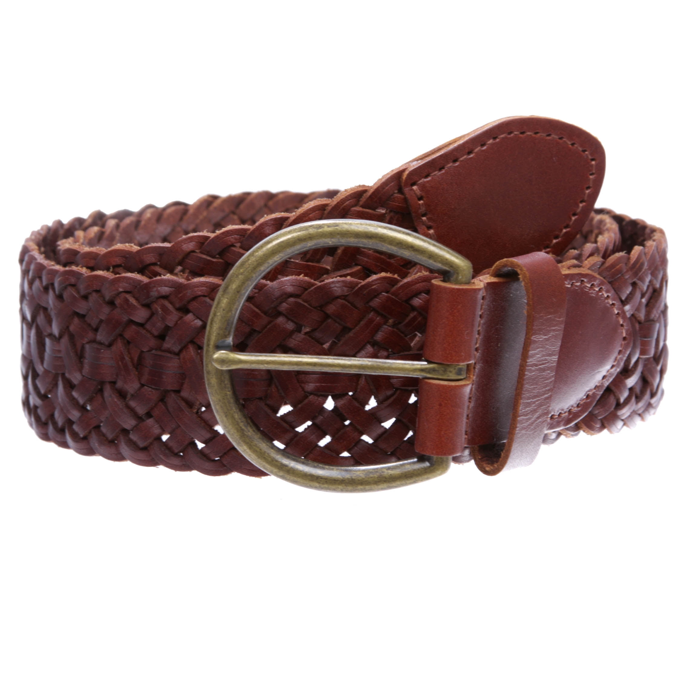 Women's 2 (50mm) Braided Woven Leather Belt with Horseshoe Buckle