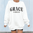 thumbnail image 1 of Women's 2 Cor 12:9 "Grace" Graphic Breathable Sweatshirt Comfortable Round-neck long-sleeved White S-3XL, 1 of 5