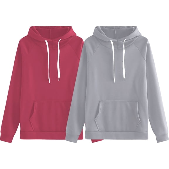 Women's 2 PC Set Plus Size Solid Color Drawstring Hoodie, Plush Loose Fit Sweatshirt with Pockets, Autumn Winter Thermal Comfort for Casual Streetwear and Daily Loungewear Hot Pink XXXXL
