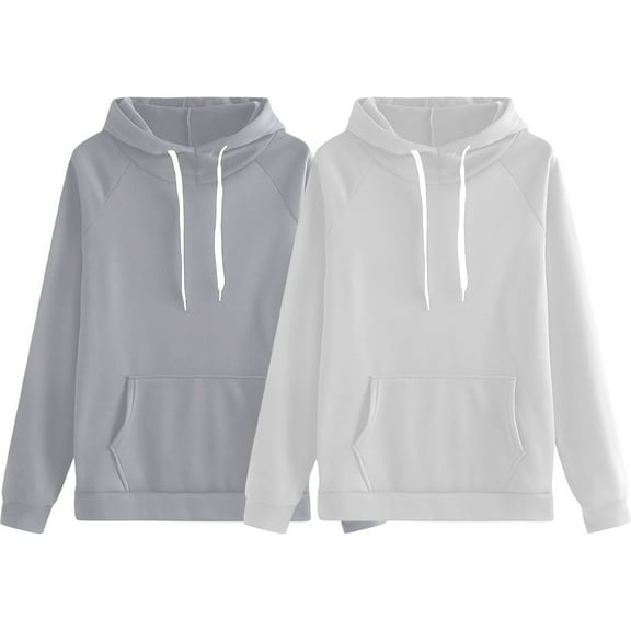 Women's 2 PC Set Plus Size Solid Color Drawstring Hoodie, Plush Loose Fit Sweatshirt with Pockets, Autumn Winter Thermal Comfort for Casual Streetwear and Daily Loungewear Grey XXXL