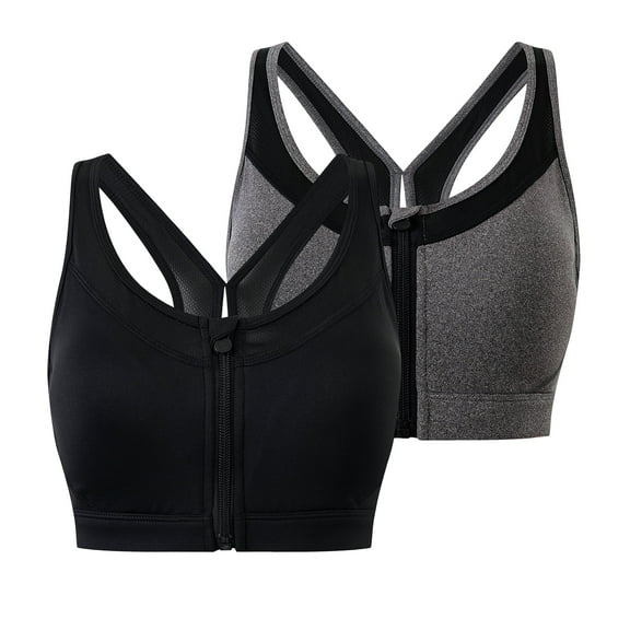 Women's 2 Pac Zip Front Sports Bra, Post-Surgery Bra Active, Sports Bras for Women High Support, Yoga Sports Bras, Workout Bras for Women, Women's 2 Pac Clothing