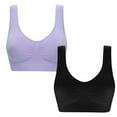 thumbnail image 1 of Women's 2 Pack Bras, Womens U Back Sports Bra - Scoop Neck Padded Low Impact Full Coverage Yoga Clothes Workout Crop Top with Built in Pads S-6XL, 1 of 6
