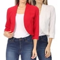 thumbnail image 1 of Women's 2 Pack Casual 3/4 Sleeve Bolero Open Front Cardigan Jacket Work Office Blazer, 1 of 7