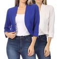 thumbnail image 1 of Women's 2 Pack Casual 3/4 Sleeve Bolero Open Front Cardigan Jacket Work Office Blazer, 1 of 7