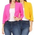 thumbnail image 1 of Women's 2 Pack Casual 3/4 Sleeve Bolero Open Front Cardigan Jacket Work Office Blazer, 1 of 7