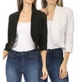 thumbnail image 1 of Women's 2 Pack Casual 3/4 Sleeve Bolero Open Front Cardigan Jacket Work Office Blazer, 1 of 7