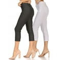 thumbnail image 1 of Women's 2 Pack Casual Comfy Slim Pocket Jeggings Jeans Capri Pants, 1 of 7