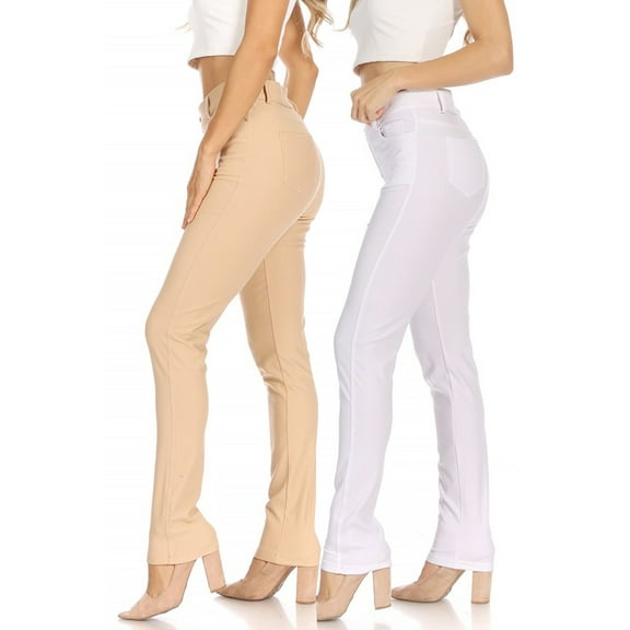 Women's 2 Pack Casual Comfy Slim Pocket Jeggings Jeans Pants with Button