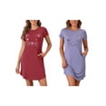 thumbnail image 1 of NOMADIC NOOK Women's 2-Pack Cats Pajamas Night Shirts Cute Printed Sleep Dress Short Sleeve Nightgowns X-Large Grey Purple/Wine Red, 1 of 6