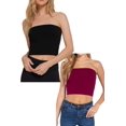 thumbnail image 1 of Women's 2-Pack Crop Tube Tops – Cotton Spandex Lightweight Jersey Fabric, 1 of 5