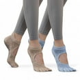 thumbnail image 1 of Women's 2-Pack Non-Slip Five-Toe Yoga Socks with Open Top Design for Stability and Comfort - One Size Fits Most, Blue Khaki, 1 of 6