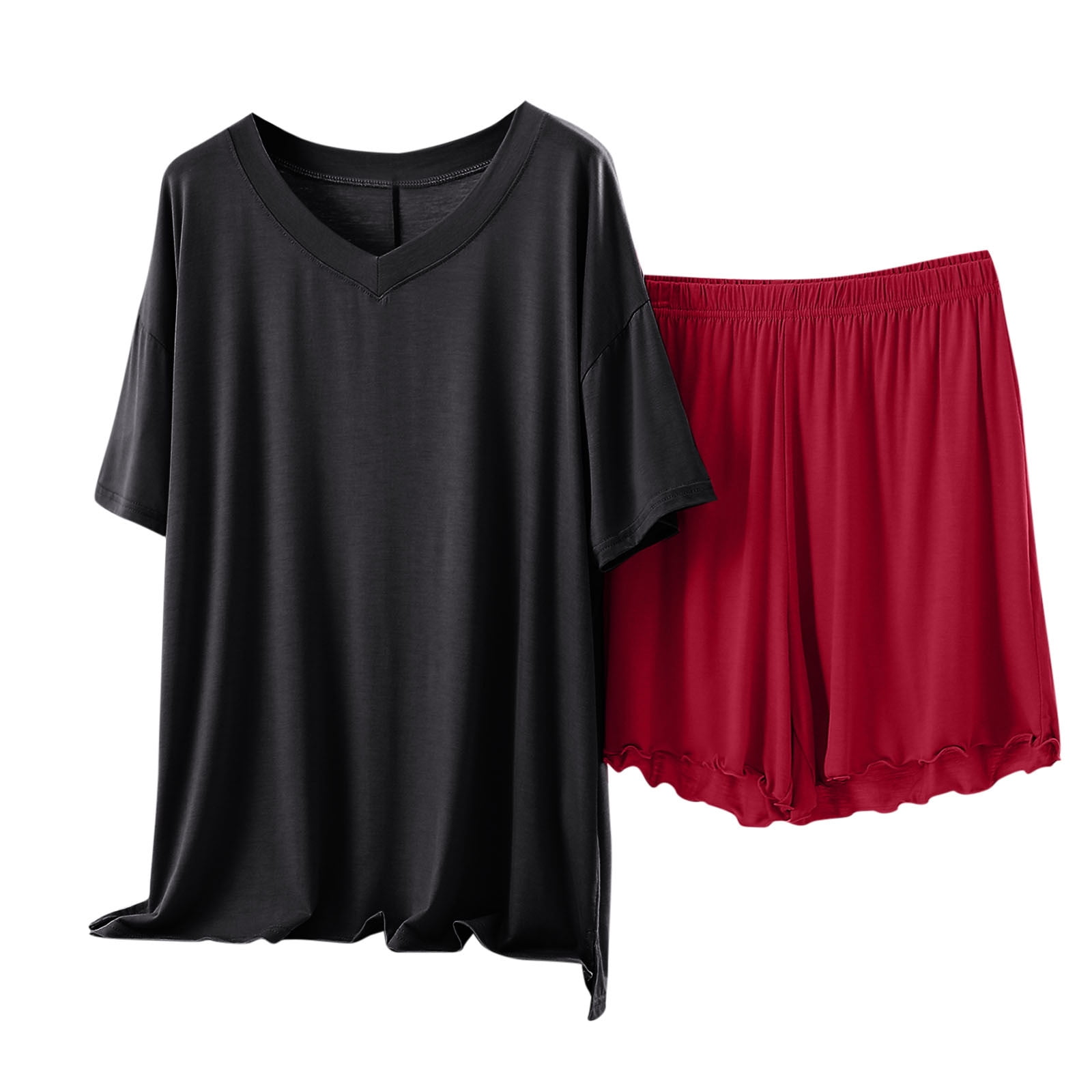 Women's Pajama Set - Short Sleeve Button-Down Top & Shorts, Soft Cotton Sleepwear & Loungewear