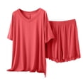 thumbnail image 1 of Women’s 2-Pack Pajama Set – Short Sleeve V-Neck Top & Shorts (Super-Soft Sleepwear for Every Day), 1 of 3