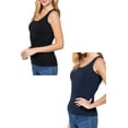 thumbnail image 1 of Women's 2 Pack Racerback Rib Tank Top Soft Cotton Blend Stretch Slim Fit Basic Style, 1 of 6