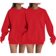 thumbnail image 1 of Women's 2-Pack Round Neck Solid Color Long Sleeve Sweatshirt, Lightweight Breathable Casual Pullover Top for Spring Autumn Winter Season, Daily Wear, Travel, Home, Vacation and Street Fashion Blue XL, 1 of 4