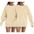 thumbnail image 1 of Women's 2-Pack Round Neck Solid Color Long Sleeve Sweatshirt, Lightweight Breathable Casual Pullover Top for Spring Autumn Winter Season, Daily Wear, Travel, Home, Vacation and Street Fashion Red M, 1 of 4