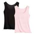 thumbnail image 1 of Women's 2-Pack Seamless Camisoles, Solid Color Sleeveless Icy Silk Vest Tops, Invisible Base Layer Shirts for Summer Layering and Comfort Pink XXXXL, 1 of 2