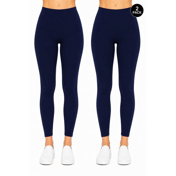 Women's 2 Pack Seamless Stretch Leggings High Waist Soft Nylon Spandex Leggings