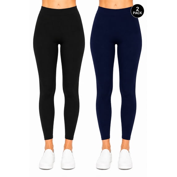 Women's 2 Pack Seamless Stretch Leggings High Waist Soft Nylon Spandex Leggings