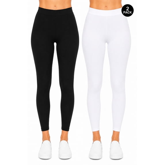 Women's 2 Pack Seamless Stretch Leggings High Waist Soft Nylon Spandex Leggings