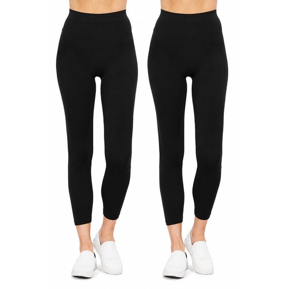 FashionStream Seamless Stretch, High Waist Nylon Spandex Leggings, 3 Pack (Juniors)