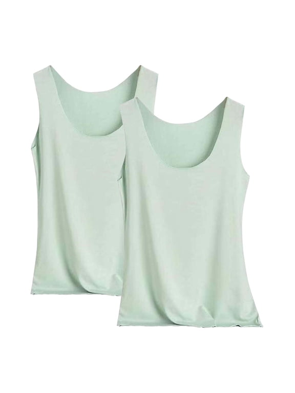 Women's 2 Pack Sleep Tank Tops Sleeveless U-Neck Casual Basic Top Loose Comfy Pajama Shirt Soft Lightweight Sleepwear