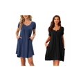 thumbnail image 1 of Women's 2-Pack Sleepwear Summer Short Sleeves with Pockets Lounge Nightgowns Small Black/Blue, 1 of 6