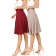 thumbnail image 1 of Women's 2 Pack Solid Flare A-line Midi Skirt with Elastic Waistband, 1 of 7