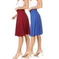 thumbnail image 1 of Women's 2 Pack Solid Flare A-line Midi Skirt with Elastic Waistband, 1 of 7