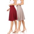 thumbnail image 1 of Women's 2 Pack Solid High Waist Flare A-line Midi Skirt with Elastic Waistband, 1 of 7