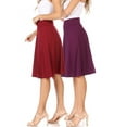 thumbnail image 1 of Women's 2 Pack Solid High Waist Flare A-line Midi Skirt with Elastic Waistband, 1 of 7
