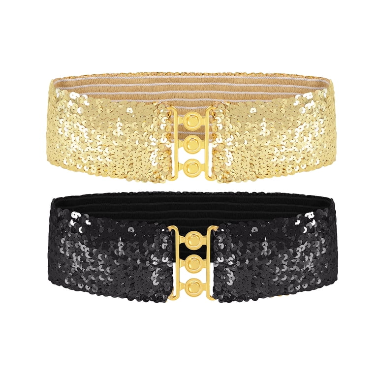 gold sequin belt for dress Mercury Gold Metal Belt - O/S Size - Women's Belts